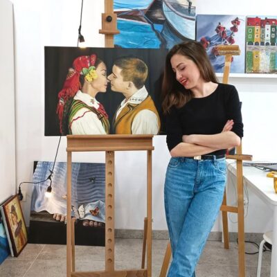 Kasia z obrazem - para w stroju ludowym